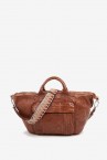 Women\'s bowling bag in cognac washed leather
