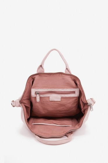 Women's blowing bag in pink washed leather
