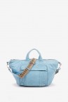 Women\'s bowling bag in blue washed leather