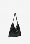 Black metallic mesh party hobo bag