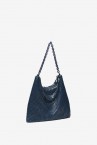 Blue metallic mesh party hobo bag