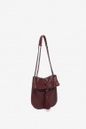 Burgundy metallic mesh half moon party bag