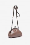 Taupe patent leather crossbody bag