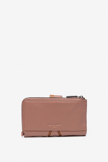 Pink two-tone leather medium wallet