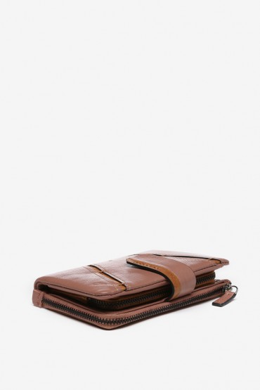 Pink two-tone leather medium wallet