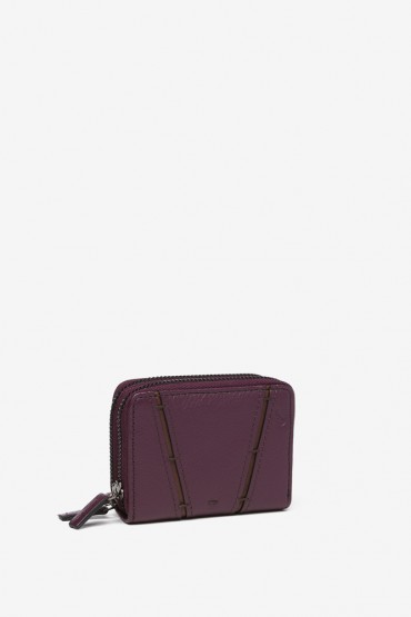 Purple two-tone leather small wallet