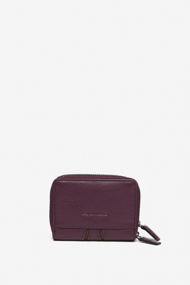 Purple two-tone leather small wallet