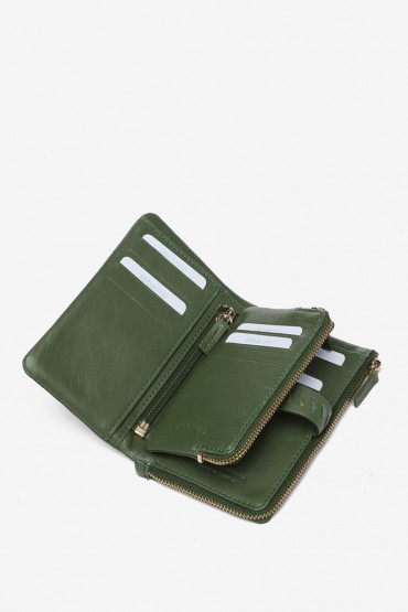 Green leather medium wallet
