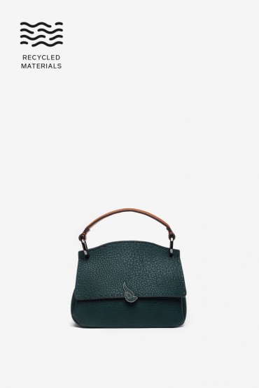 Green small handbag in recycled materials