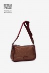 Crossbody bag in recycled materials with taupe print