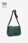 Crossbody bag in recycled materials with green print