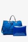 Bolso de mano grande de mujer de nylon en azul