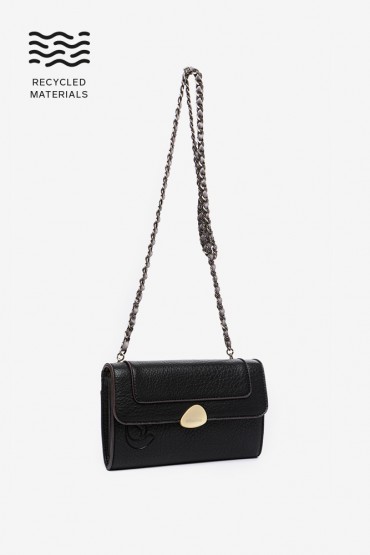 Black crossbody bag in recycled materials