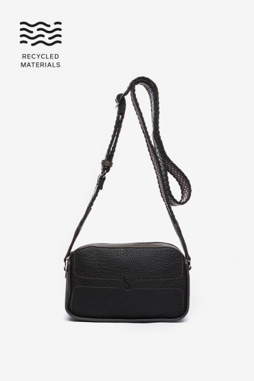 Black crossbody bag in recycled materials