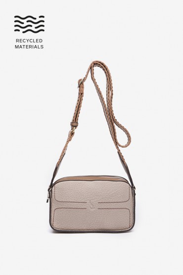 Beige crossbody bag in recycled materials