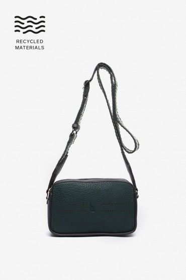 Green crossbody bag in recycled materials