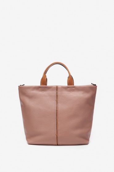 Large pink leather shopper bag