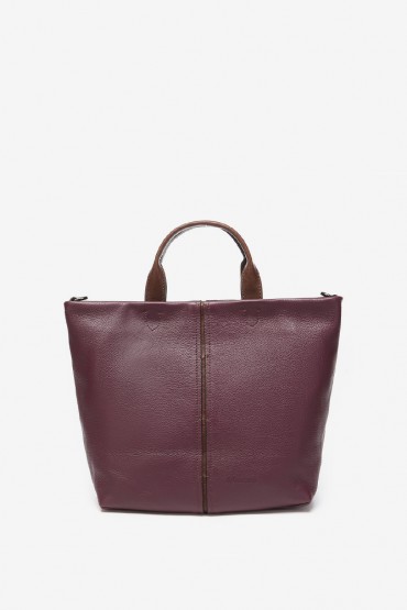Large purple leather shopper bag