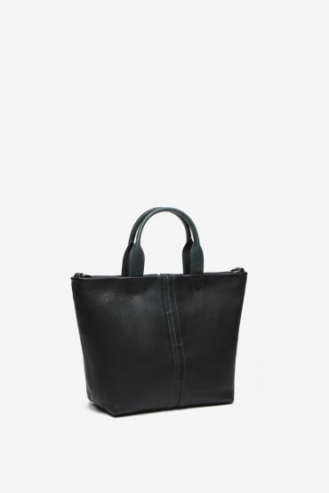 Small black leather shopper bag