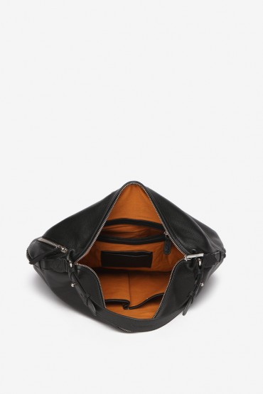 Black leather hobo bag