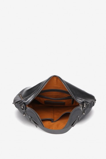 Silver leather hobo bag