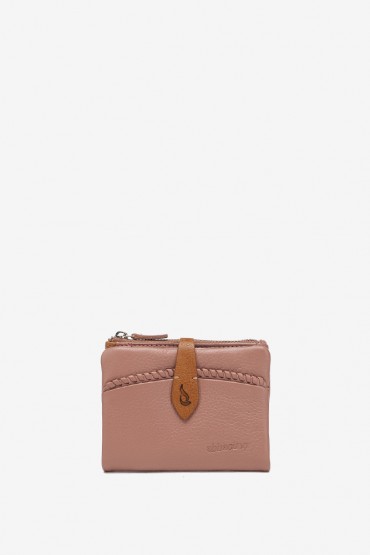 Pink leather small wallet
