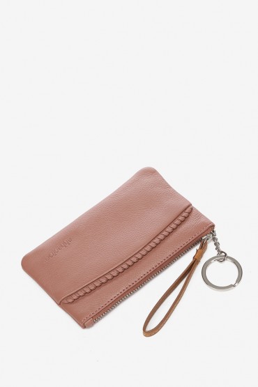 Pink leather coin purse