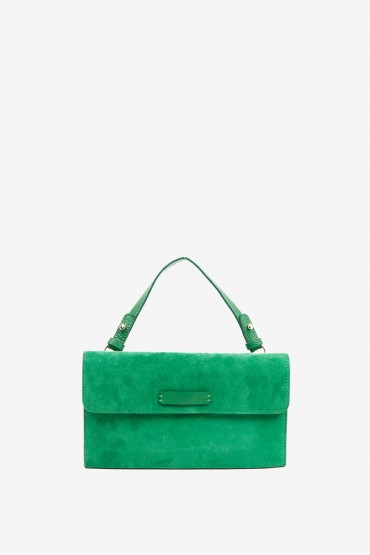 Green suede mini crossbody bag