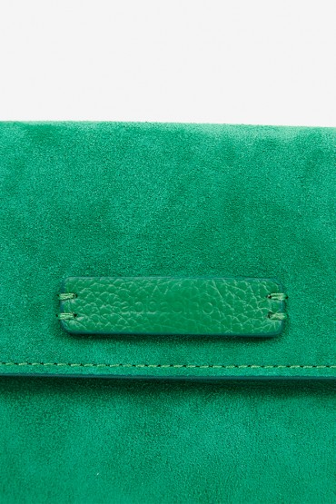 Green suede mini crossbody bag