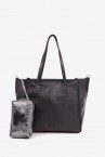 Large black leather shopper bag