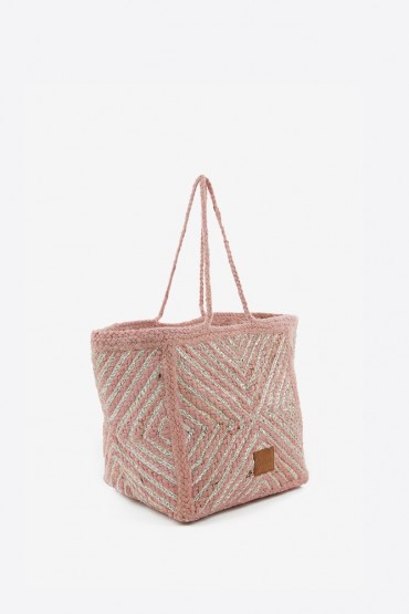 Pale pink cotton beach shopper bag