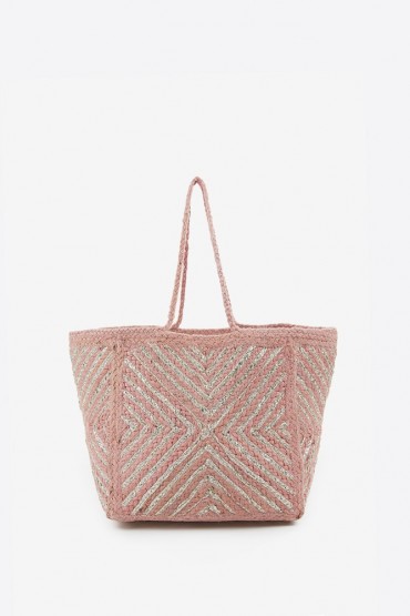 Pale pink cotton beach shopper bag