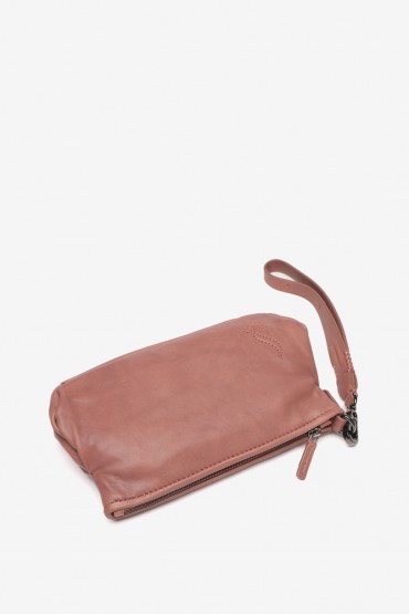 Pink leather toiletry bag
