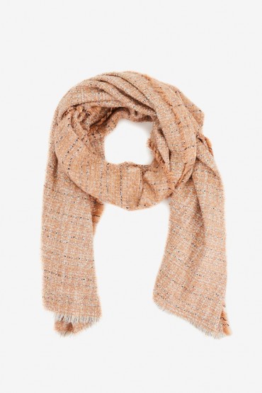 Scarf with striped print in pink