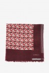 Woollen scarf with geometric print in burgundy