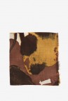 Woollen scarf with abstract print in amber