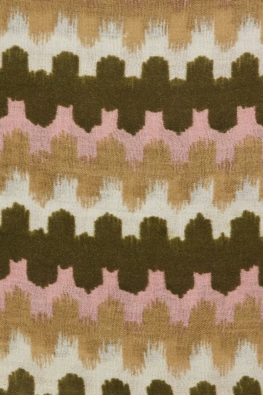 Woollen scarf with geometric print in green