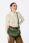 Green braided leather crossbody bag