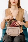 Taupe shoulder bag in recycled materials