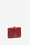 Red two-tone leather small wallet
