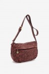 Women\'s burgundy crossbody bag in braided leather