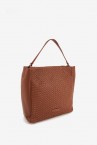 Bolso hobo de piel trenzada en cognac