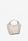 Beige small leather shopper bag