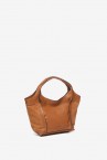 Cognac small leather shopper bag