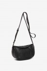 Black leather small crossbody bag in black