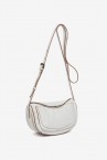 White leather small crossbody bag in black