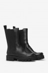 Mid-calf leather boot in black