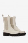Mid-calf leather boot in beige