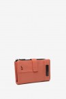 Orange medium nylon and leather wallet