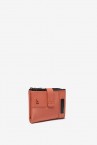 Orange small nylon and leather wallet